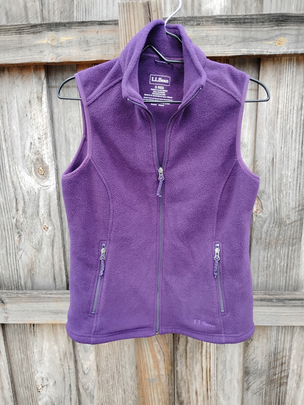 L.L. Bean Purple Fleece Vest Womens Size S High Neck Regular Full Zip